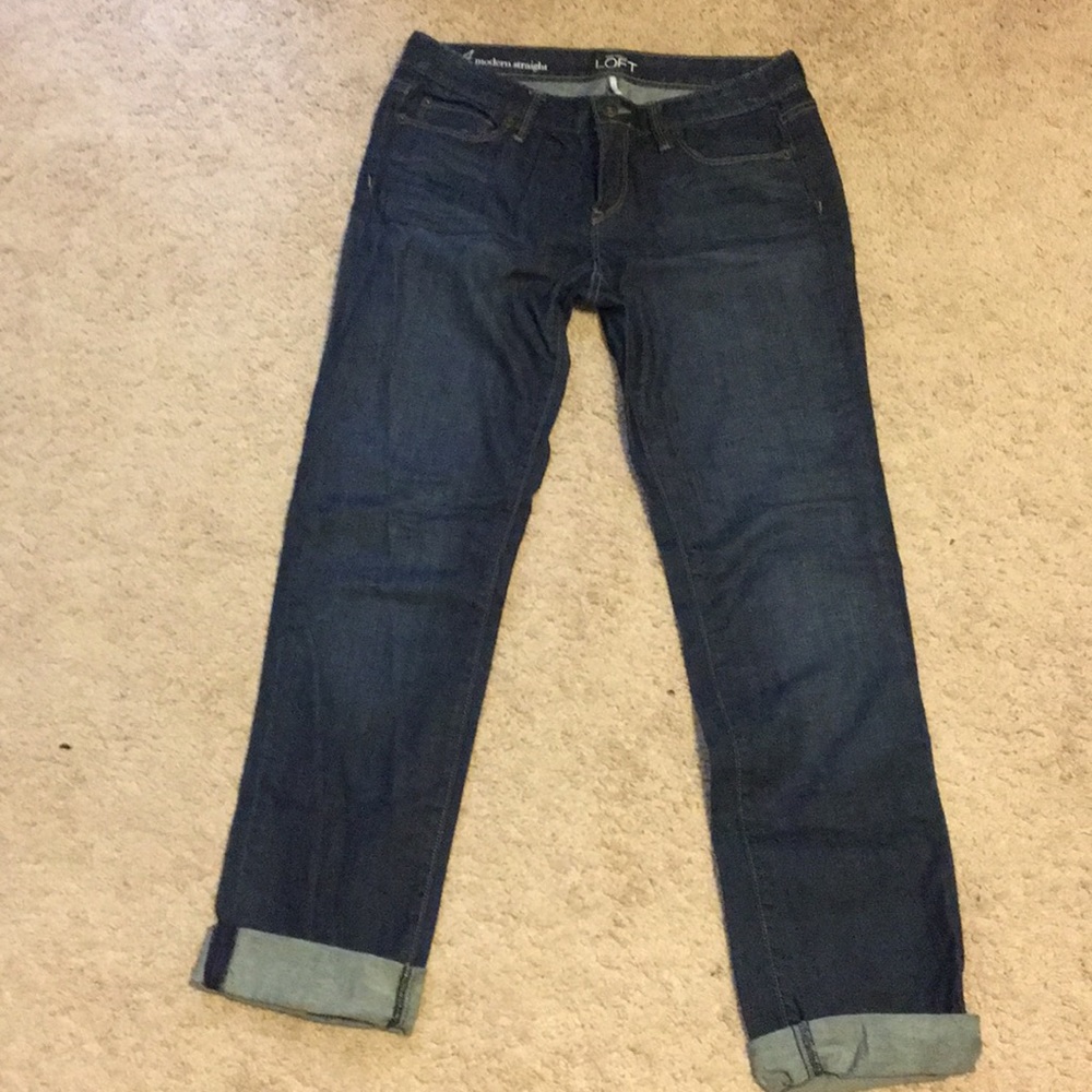LOFT modern straight rolled cuff jeans sz 4